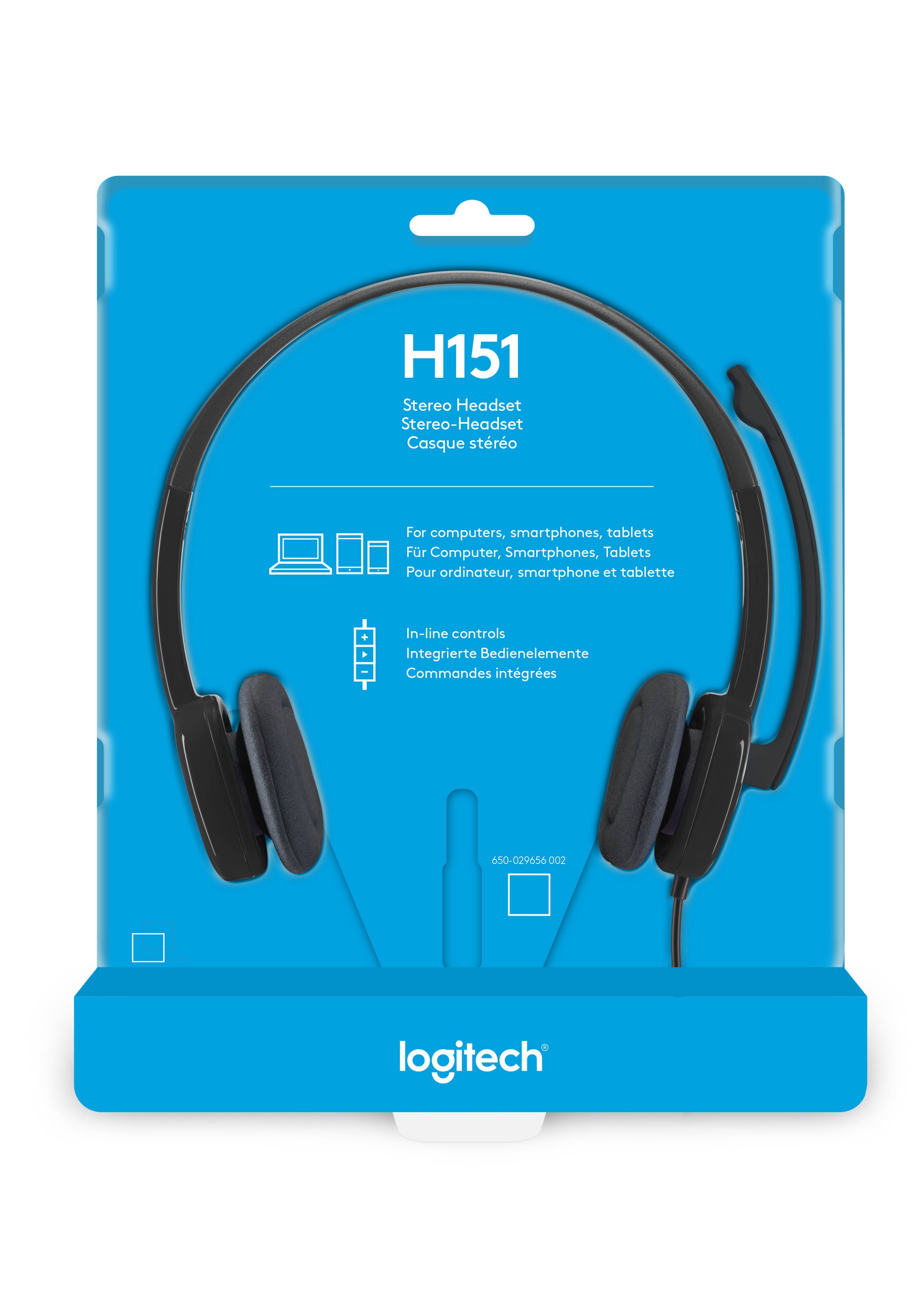 LOGITECH WIRED HEADSET H151 ANALOGUE BLACK 2 YEAR CARRY IN WARRANTY