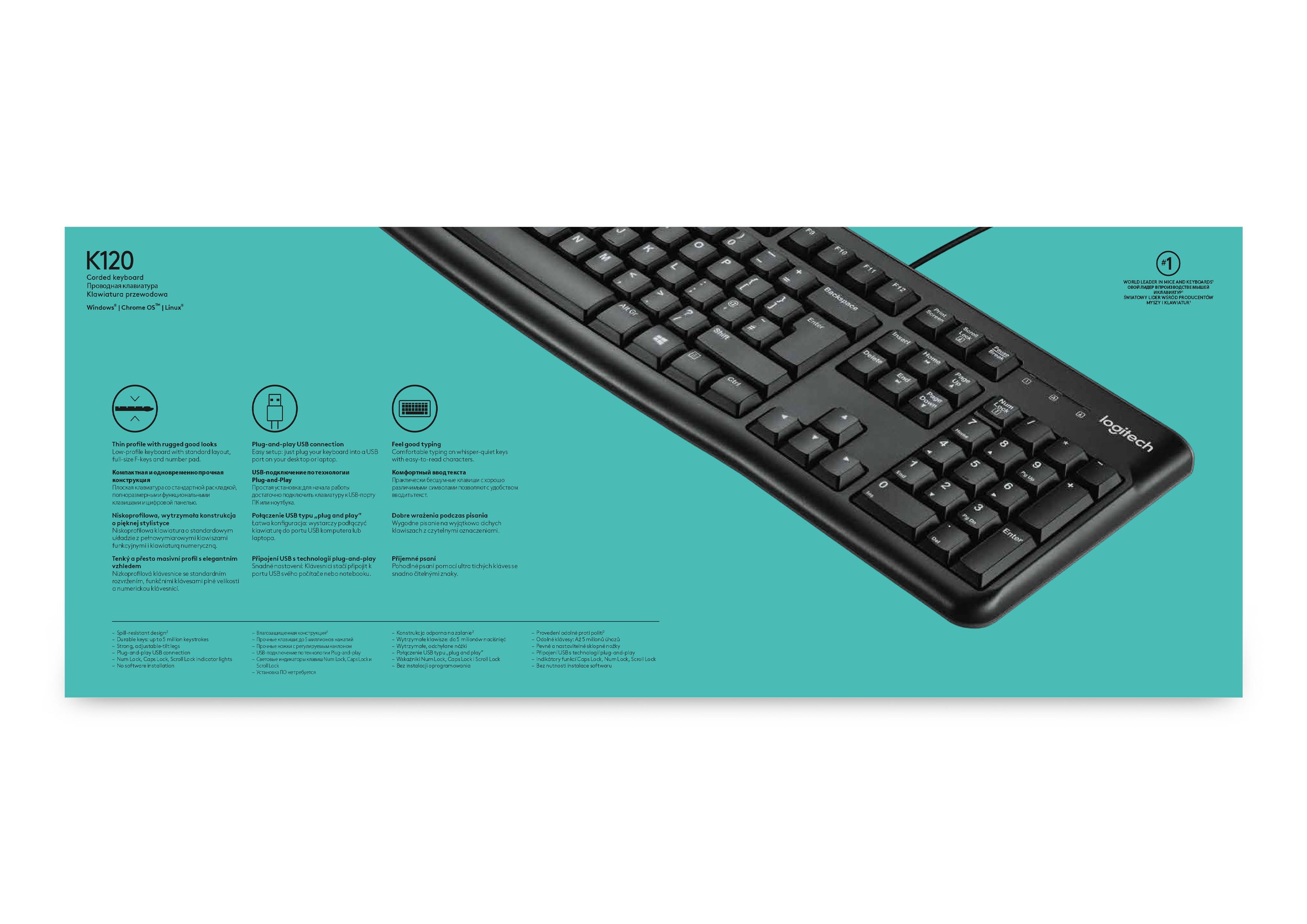 Logitech K120 USB Corded Keyboard