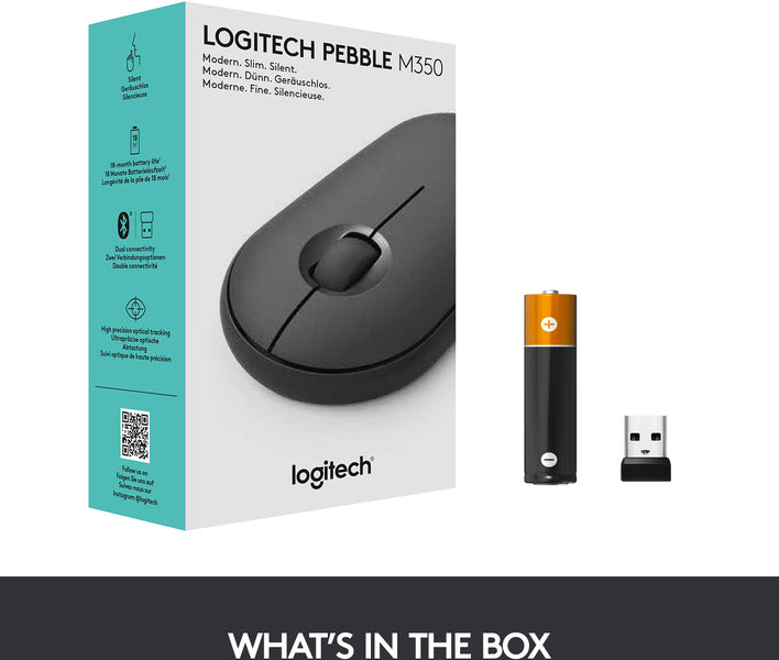 Logitech 910-005718 M350 Pebble Cordless Optical Mouse - Black