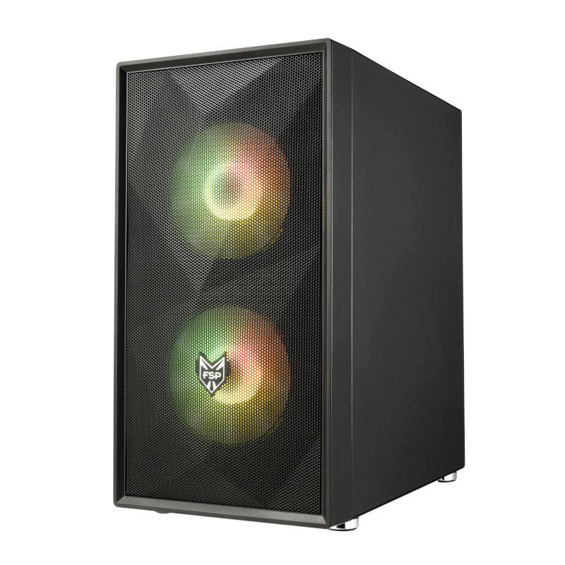 FSP CST130A |Micro-ATX | Mini-ITX | Gaming Chassis | 3x 120mm RGB Fans included | Tempered Glass Side Panel | Black-0