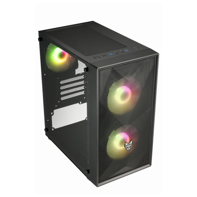 FSP CST130A |Micro-ATX | Mini-ITX | Gaming Chassis | 3x 120mm RGB Fans included | Tempered Glass Side Panel | Black-5