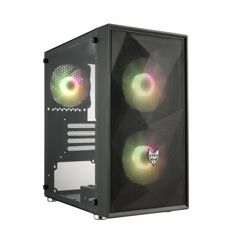 FSP CST130A |Micro-ATX | Mini-ITX | Gaming Chassis | 3x 120mm RGB Fans included | Tempered Glass Side Panel | Black-6