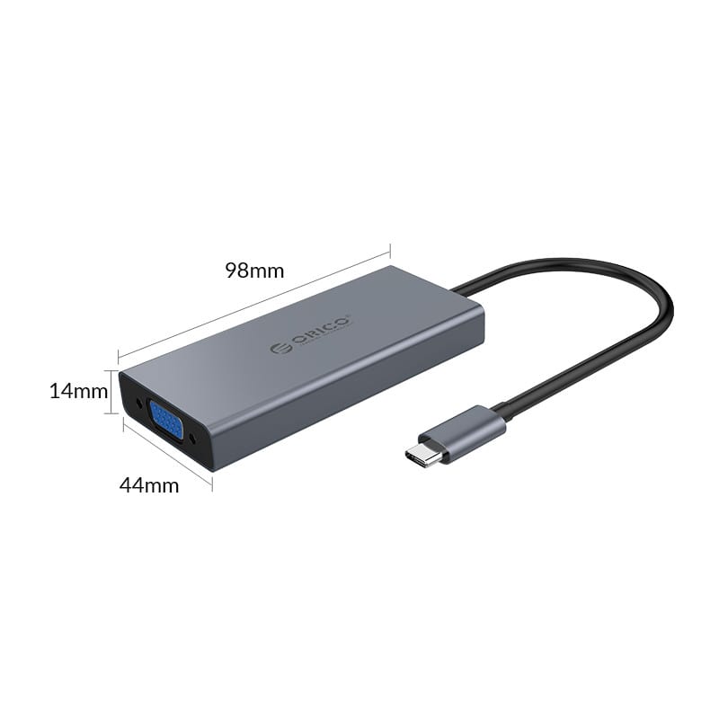 Orico 5 in 1 [1 x HDMI | 1xUSB3.0 | 1xVGA | 1x3.5mm | 1xType-C PD] Multifunctional Docking Station - Grey