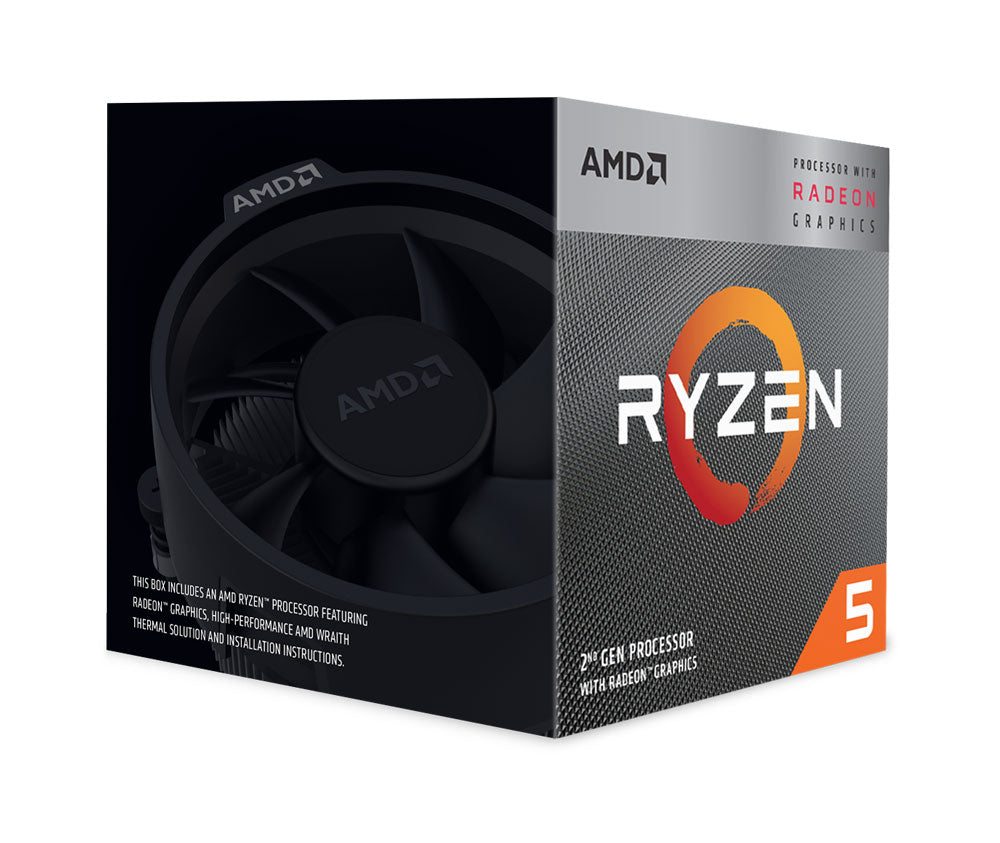 AMD RYZEN 5 3400G Processor with Radeon Vega 11 Graphics with 704 Stream Processor / Quad-Core 3.7GHz (4.2GHz Turbo) / 6MB GameCache / Wraith Spire Cooler Included / Socket AM4 / 65W / YD3400C5FHBOX